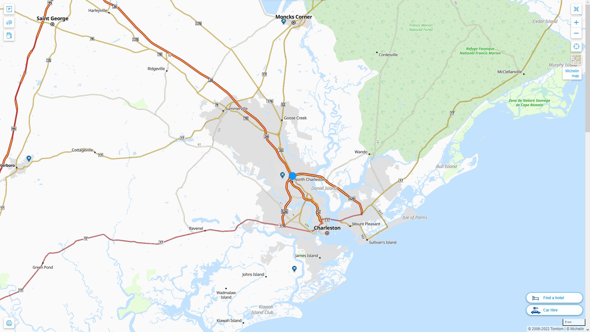 North Charleston South Carolina Highway and Road Map